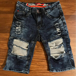 Royal Spirit Jean Shorts Youth Distressed Slim Grudge Skater Original Denim